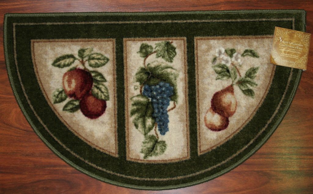 2x3 Slice Wedge Kitchen Rug Mat Green Washable Mats Rugs Fruit Grapes